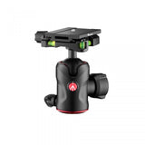 Black tripod head with Arca-style top plate and red control button