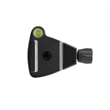 Top Lock Arca Swiss adapter with built-in bubble level vial, black and silver accents