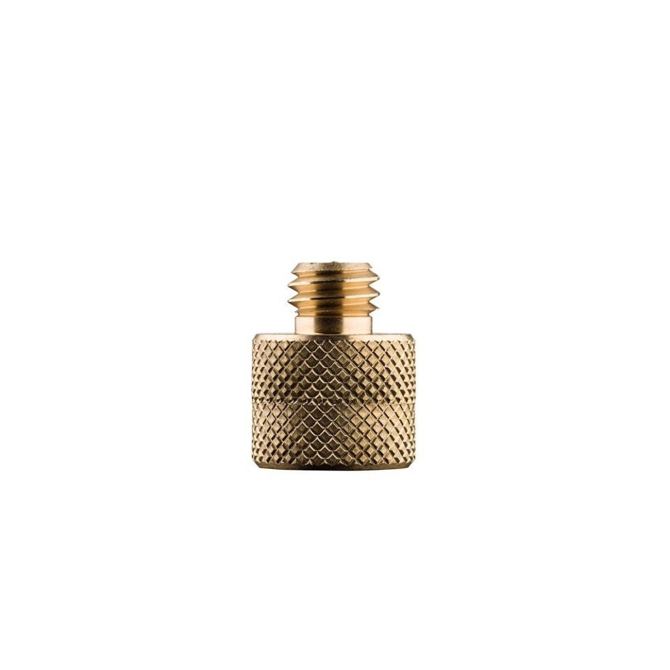 Brass 1/4 to 3/8 tripod thread adapter, knurled grip, male thread