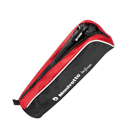Red and black tripod carry bag with zipper and shoulder strap