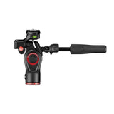 Black 3-way fluid camera head with side grip and red drag control dial