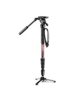 Monopied video cu cap fluid Manfrotto, suport cu trei picioare, negru