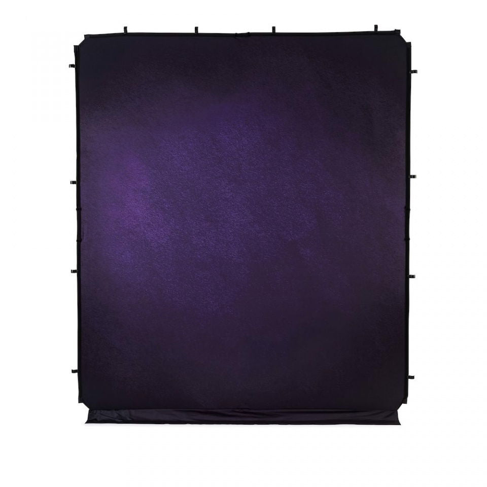 Aubergine purple fabric backdrop panel with top attachment clips on all corners