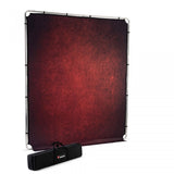 Crimson textured backdrop panel with metal frame, 2 x 2.3 m, with carrying case