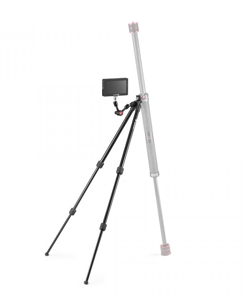 Picioare telescopice pentru boom cu suport negru și trei picioare negre