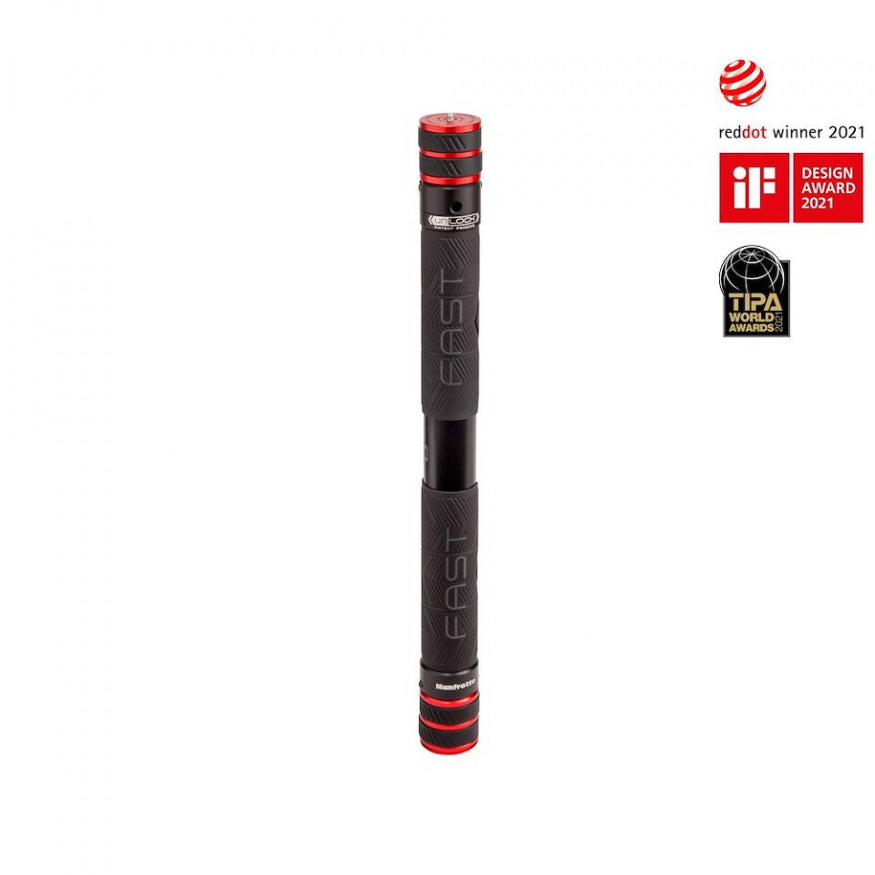 Bara extensibilă carbon pentru gimbal, mâner negru texturat cu inele roșii