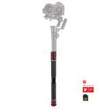 Bara extensibilă din carbon pentru gimbal, mâner negru texturat, inele roșii