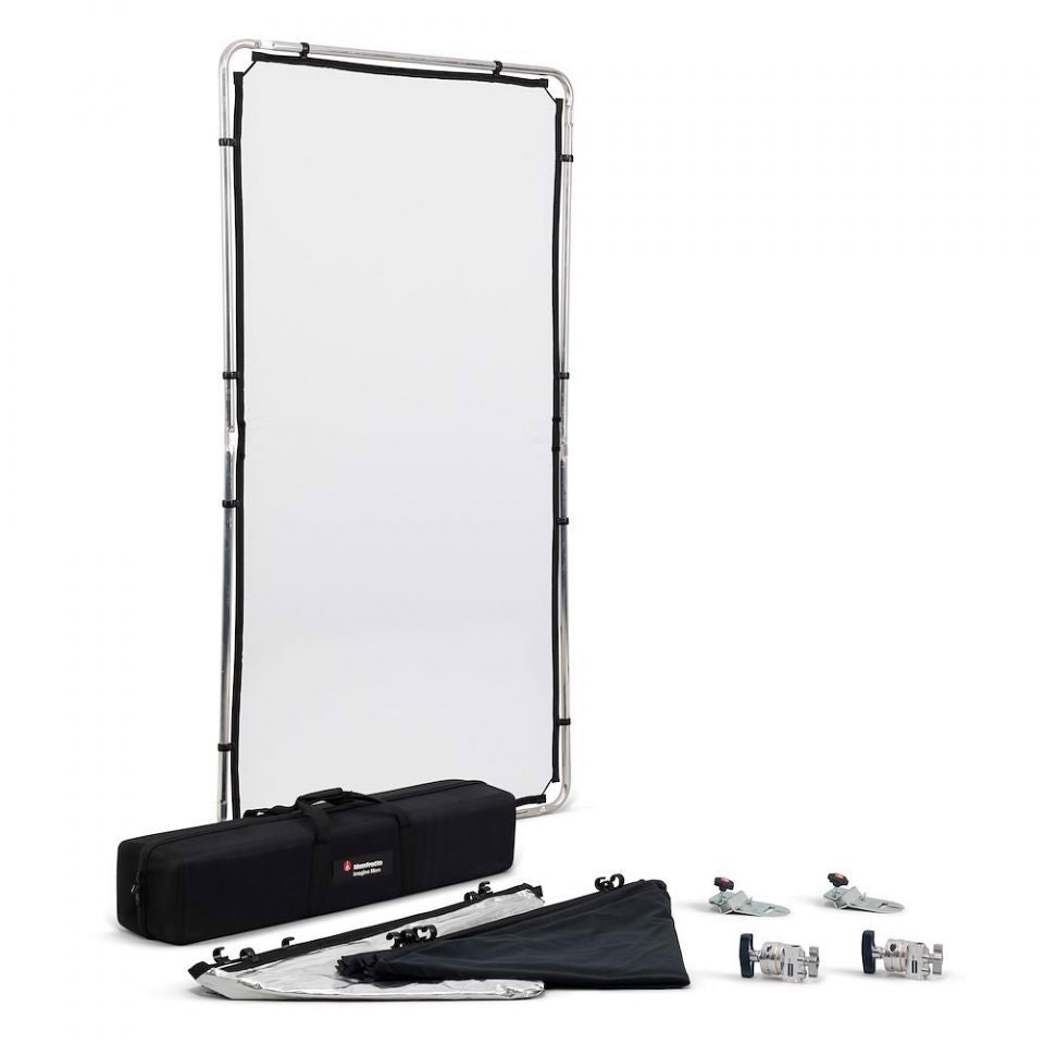 1.1 x 2m scrim frame with white diffuser panel, storage case, and mounting hardware