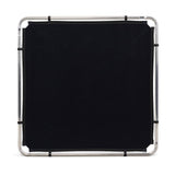Square scrim frame with black fabric panel stretched across