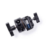 Black scrim clamp mount with adjustment knobs and center connector