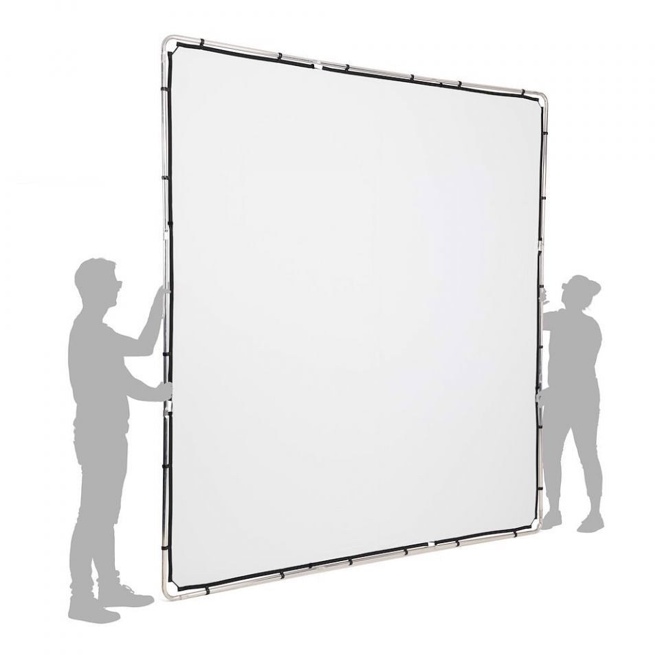 2.9x2.9m scrim frame with white panel and attached clips