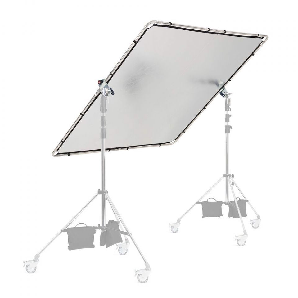 2x2m scrim set up: white diffusion panel on metal frame with tripod stands