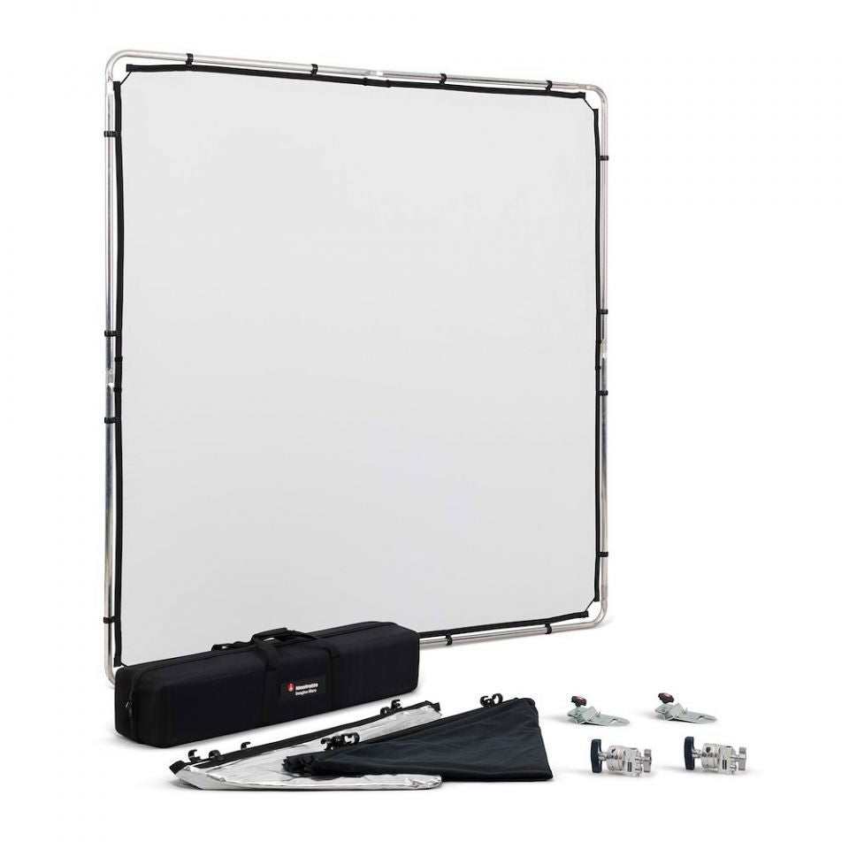 Manfrotto Pro Scrim kit with 2x2m frame and white diffusion panel, plus storage bag