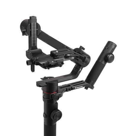 3-axis gimbal stabilizer head with adjustable plate and side mounting arms, black