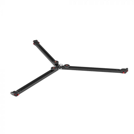 Black tripod with splayed legs, red adjustment knobs at joints