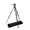 Carbon hybrid tripod kit with fluid head and black carry bag