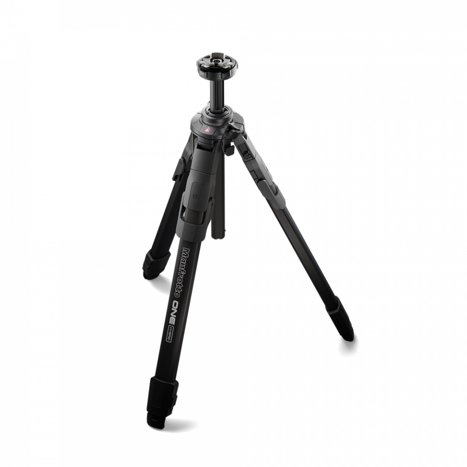 Hybrid aluminum tripod, black, three legs with center column and feet
