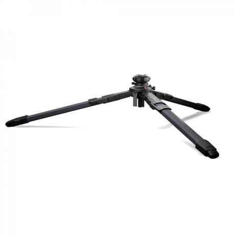 Carbon tripod with extended legs and pan-tilt head, black body