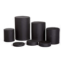 Black posing tubs set, assorted cylinder sizes and flat tops
