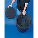 Close-up of black posing tub openings, showing cushioned circular interior