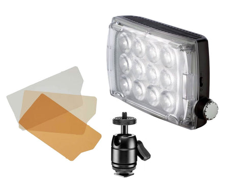 Proiector LED Manfrotto cu panou transparent, multiple LED-uri și suport