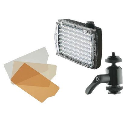 Black LED video light panel with clear front and many white LED bulbs