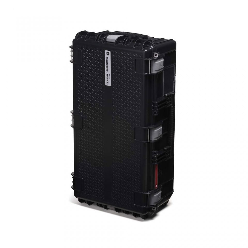 Tough TH-83 rolling hard case in black with textured shell and corner latches