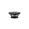 Black quick-release plate with central threaded screw and two mounting holes