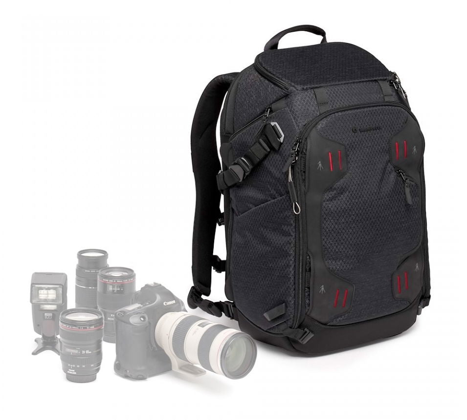 Rucsac foto Manfrotto, negru, compartiment frontal cu fermoar și bretele