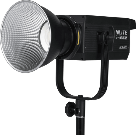Proiector LED Nanlite FS-300B bicolor cu reflector grilaj, negru