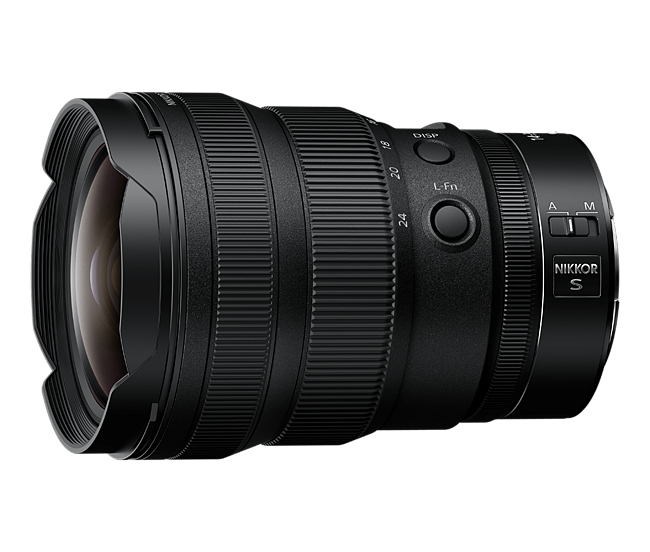 Z 14-24mm f/2.8 S lens side showing DIS P and L-Fn controls