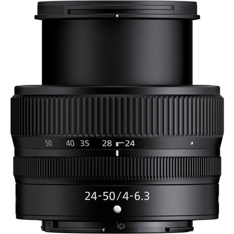 Nikon Z 24-50mm f/4-6.3 lens side profile showing scale markings on barrel