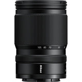24-105mm f/4-7.1 lens angled view with textured focus grip and zoom scale