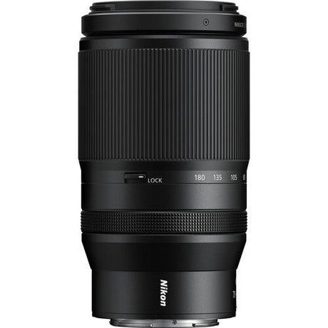 70-180mm f/2.8 camera lens back with LOCK switch and textured grip