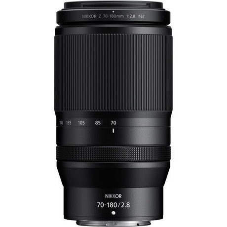 70-180mm f/2.8 camera lens showing barrel texture and zoom/focal-length numbers