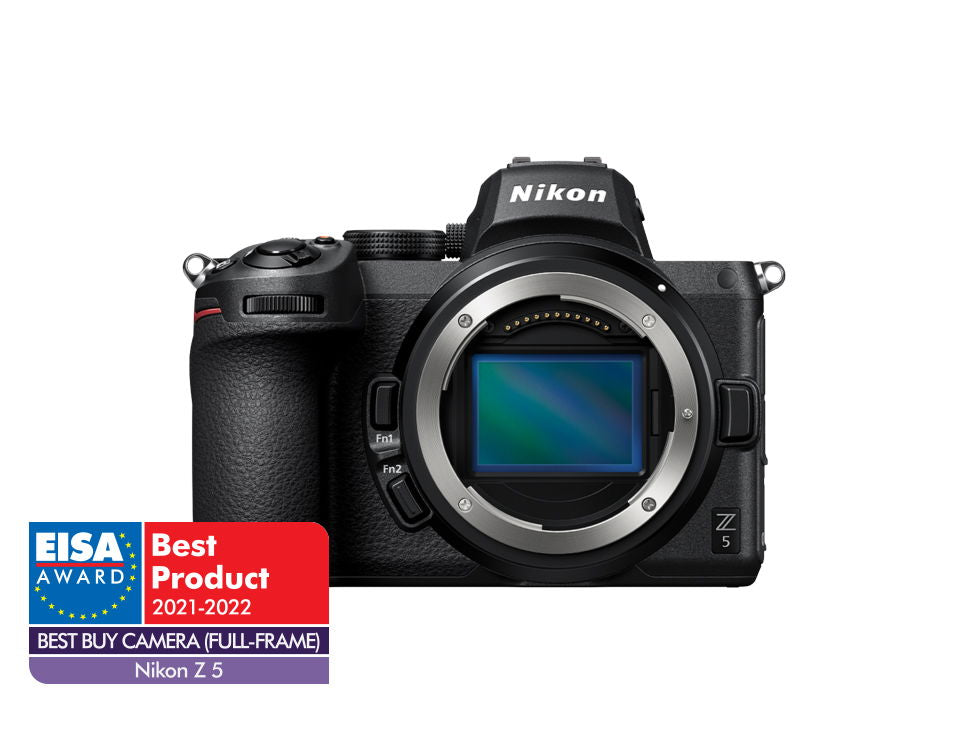 Nikon Z5 mirrorless camera with lens, front view