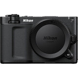 Front view mirrorless camera body with lens mount cover, black