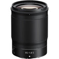 85mm f/1.8 S Z-mount lens, front element and ribbed barrel visible