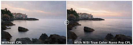 Split comparison: without CPL vs True Color Nano Pro CPL