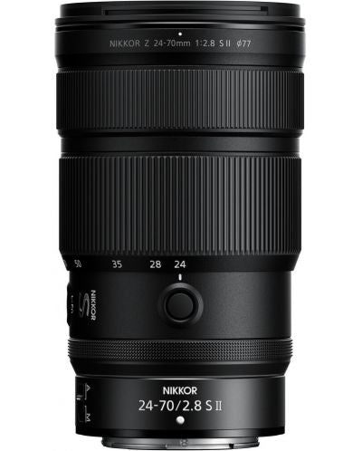 Obiectiv foto Nikon Z 24-70mm f/2.8 S II NIKKOR, vedere laterală, inele marcate