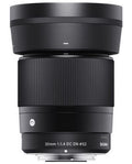 30mm f/1.4 DC DN camera lens, black barrel with front and markings Ø52