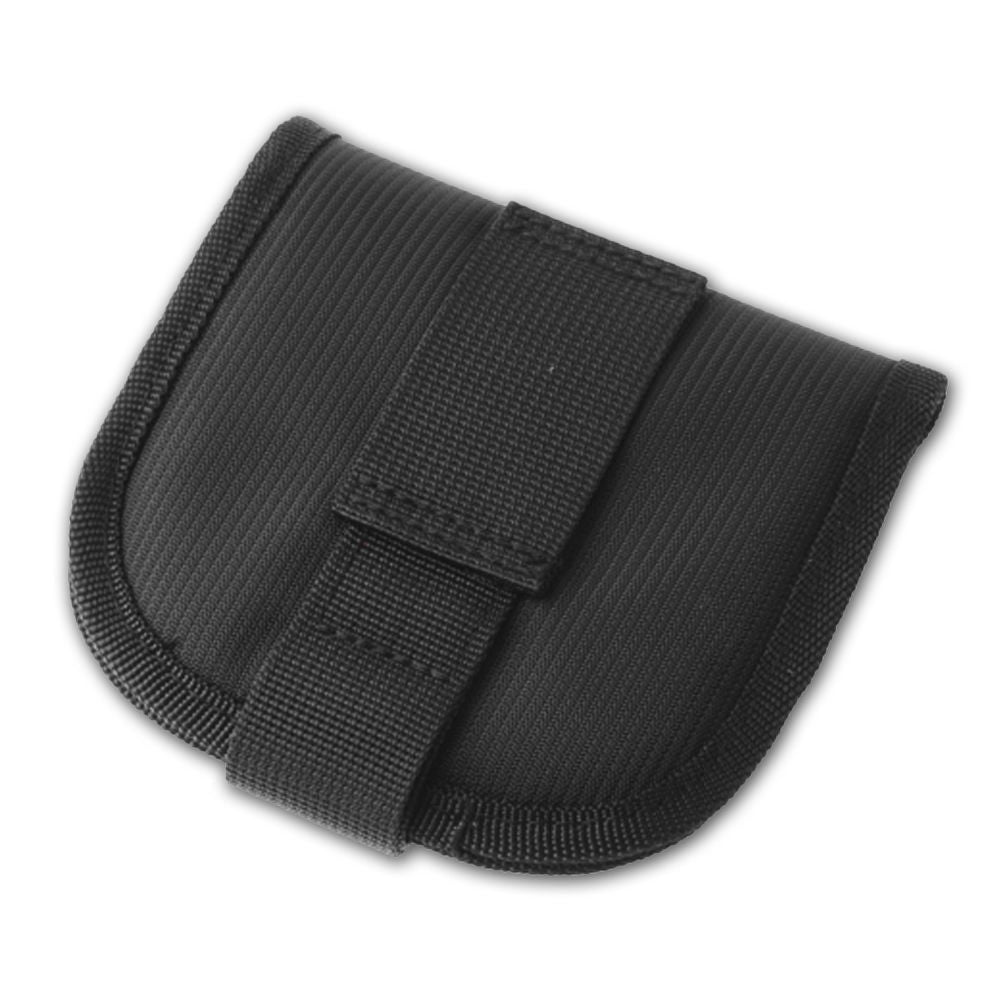 Husă neagră pentru filtru, cu clapetă pliabilă și buzunar frontal