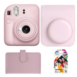 Aparat foto instant roz cu obiectiv, husă roz și film mini