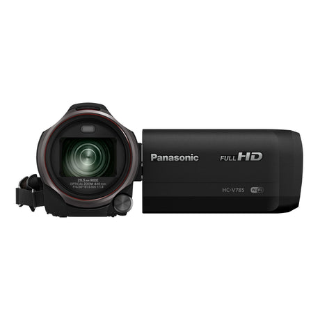 Black camcorder with lens and grip, Full HD label and WiFi marking visible