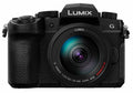 Black Lumix mirrorless camera body with 14-140mm zoom lens, front view