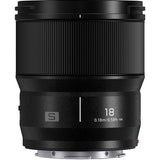 Black LUMIX 18mm f/1.8 ultra-wide lens, textured barrel and front element