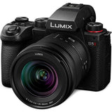 Lumix S5 II mirrorless camera with 20–60mm zoom lens, front three-quarter view
