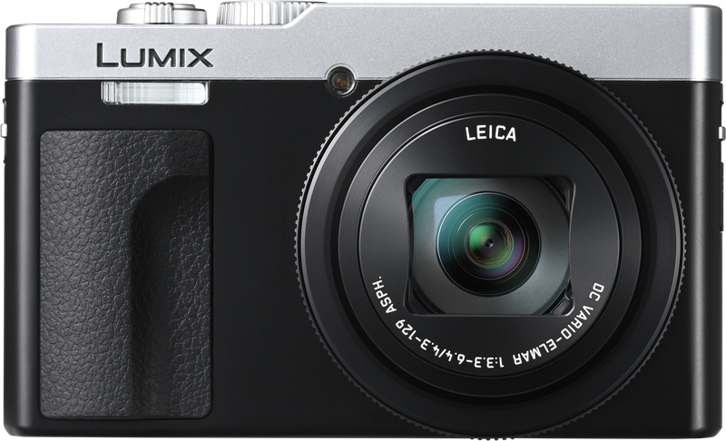 Panasonic Lumix TZ99 silver top compact camera, Leica lens and textured grip