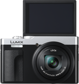 Panasonic Lumix TZ99 compact camera with open LCD screen and Leica lens
