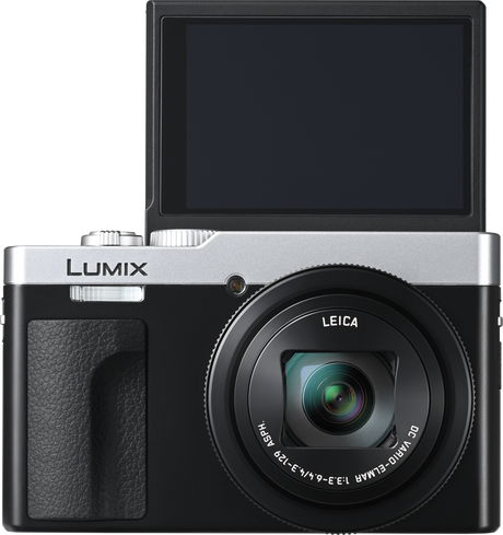 Panasonic Lumix TZ99 compact camera with open LCD screen and Leica lens